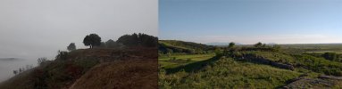 À gauche : la courtine entre la porte de l'Orient et l'acropole sud (...)